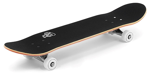 A red Enuff Lucky Cat Mini Complete Skateboard (7.25" x 29.5") with white wheels and a white Lucky Cat graphic near the front, shown from a side angle on a white background—ideal for beginners or kids.