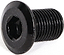 A close-up of the Ethic DTC Stunt Scooter Brake Bolt - Black, featuring a wide flange and threaded body, by Ethic DTC, resting on a white textured surface.
