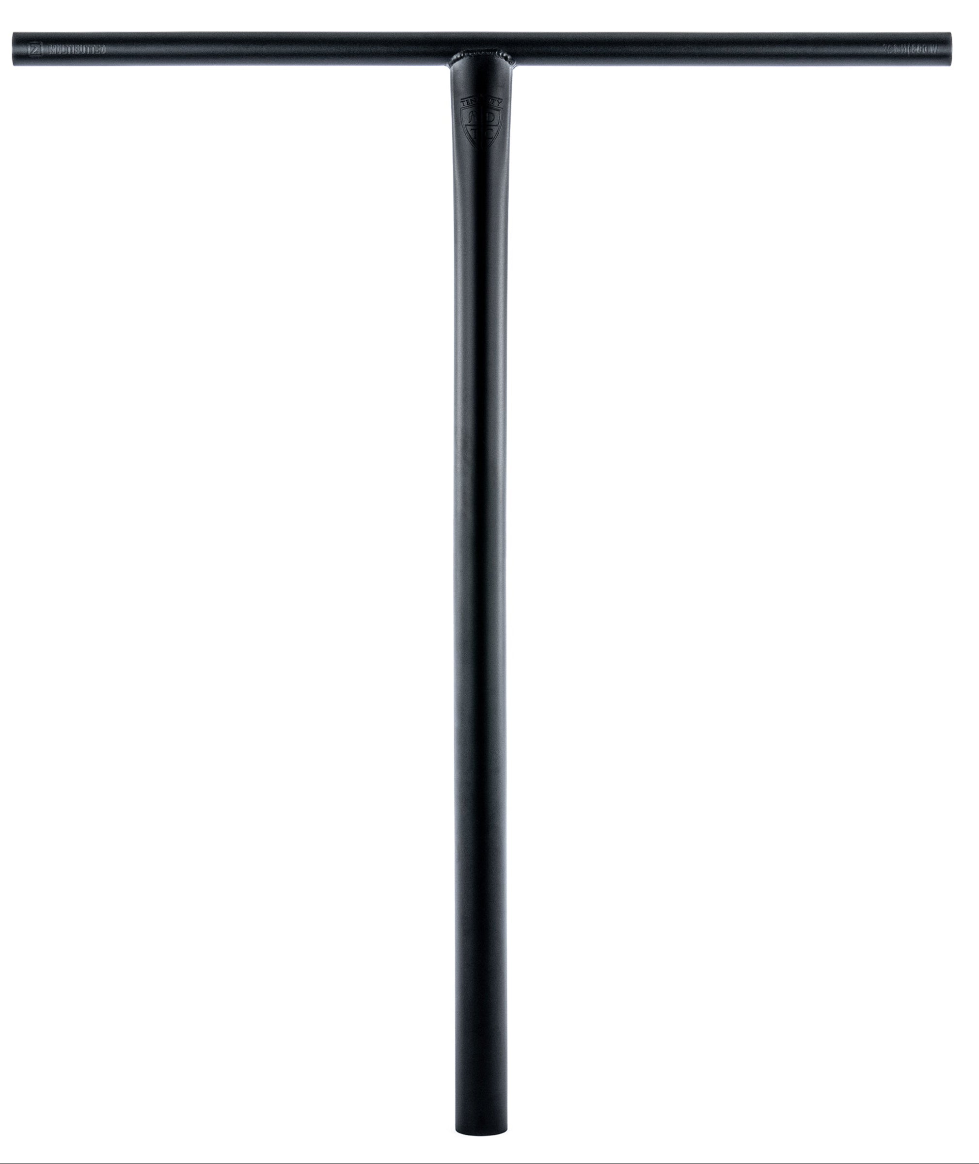 The Ethic DTC Tenacity V2 Steel Oversized HIC Stunt Scooter T-Bars in black (770mm x 600mm) by Ethic are centered on a plain white background.