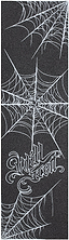 The Blunt Envy AOSV6 Stunt Scooter Griptape - Will Scott Signature features a black background with white spider web designs and decorative “NILLCAM” script at the bottom. Designed by Blunt Envy, this stylish griptape is ideal for scooters and pairs perfectly with AOSV6 setups, adding signature flair to your ride.