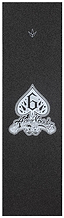 The Blunt Envy AOSV6 Stunt Scooter Griptape - Spade showcases a bold white spade emblem centered on the black surface, with a stylized “G” inside the spade and decorative “Ace of Spades” text underneath. A small geometric Blunt Envy logo accents the top of the griptape.
