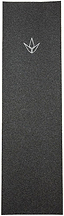 The Blunt Envy Basics Stunt Scooter Griptape - Tri Logo is a rectangular black griptape featuring a white geometric logo near the top center, with a coarse grit surface inspired by premium Blunt Envy scooter griptape for superior traction and durability.