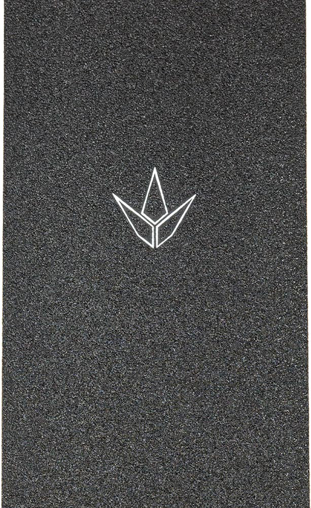 Blunt Envy Basics Stunt Scooter Griptape - Tri Logo features black, coarse grit grip tape with a centered, small white geometric crown-like logo—ideal for riders seeking premium performance and signature Blunt Envy style.