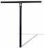 Legacy Titanium Oversized HIC Stunt Scooter T-Bars in black, measuring 690mm by 610mm, feature a classic T-bar handle with a central vertical stem and a small white Legacy logo at the intersection. Casting a faint shadow against a white background, these lightweight titanium handlebars are engineered by Legacy for both durability and style.
