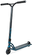 The Madd Gear MGP VX Origin IV 550 Complete Stunt Scooter in Denim features a black and blue design, T-bar handle, textured foot deck, and two small wheels—ideal for park riders. Angled against a white background with a modern look.