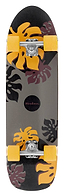 The Mindless Oasis Cruiser Skateboard 32″ x 9″ - Black features yellow wheels and a maple deck with bold yellow and black leaf graphics and “Mindless” at the center.