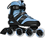 .motion Dreamstate Fly Inline Skates - Sky in light blue and black, featuring four 84mm PU wheels and a buckle and strap closure.