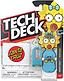 Introducing the Tech Deck 96mm M04 Santa Cruz Fingerboard - Maggie Simpson by Tech Deck, showcasing Maggie from The Simpsons alongside the iconic Santa Cruz logo—an ideal collectible for fingerboard enthusiasts. This set includes a skate tool and ramp piece, packaged in blister packaging with clear warning labels and an age recommendation of 6+ displayed on the front.