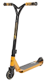 The Nitro Circus Ryan Williams Junior Replica 2025 Complete Stunt Scooter in gold and black features black wheels, angled handlebars, and camouflage-patterned grips, and is shown on a plain white background.