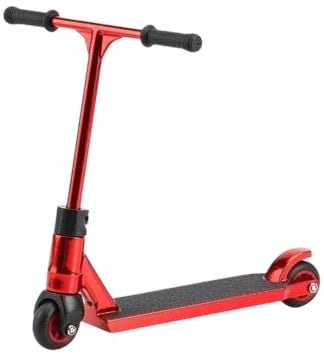 The Finger Whips Finger Toy Scooter - Red features black handlebars and wheels, a textured deck, and rear fender brake. Shown on a white background, it's perfect for fans of Finger Whips and other finger scooters.