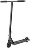 The Blunt Envy Prodigy X ONE Street Edition Complete Stunt Scooter in black features a straight handlebar, textured grips, small front and rear wheels, and a deck labeled "Prodigy," angled slightly to the side for style and durability.