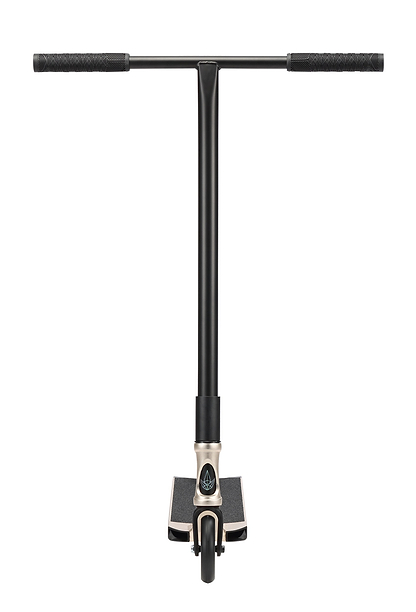 The Blunt Envy Prodigy X ONE Street Edition Complete Stunt Scooter in Ivory features wide handlebars, a single front wheel, and a grippy narrow deck—durable and perfect for street-style riding.