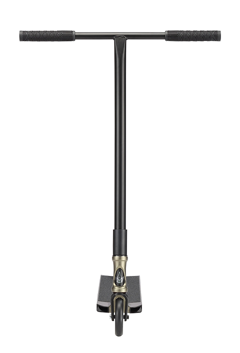 Front view of a Blunt Envy Prodigy X ONE Street Edition Complete Stunt Scooter in Olive, featuring straight handlebars, a single front wheel, and a textured foot deck, isolated on a white background.