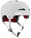 The REKD Elite 2.0 Skate / Scooter Helmet in Gloss Silver is a lightweight, certified action sports helmet with ventilation holes, red padding, a white adjustable chin strap, and the REKD logo on the side.