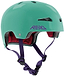 The REKD Elite 2.0 Skate / Scooter Helmet in gloss teal features a purple REKD logo, dark purple adjustable straps, and red interior padding. Lightweight, certified, and comfortable—perfect for safe cycling or skating adventures.