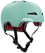 The REKD Elite 2.0 Skate/Scooter Helmet in matt teal features black ventilation slits, a white "REKD" logo, red interior padding, and adjustable black straps with buckle for a secure fit.