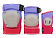 The REKD Shield Triple Skate Protection Pad Set in Fade Red/Violet includes three upright protective pads—a knee pad, an elbow pad, and a wrist guard—each designed by REKD for action sports protection and displayed against a white background.