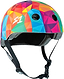 S1 Lifer Skate / Scooter Helmet - Kaleidoscope featuring a colorful geometric triangle pattern and a chin strap with a buckle.