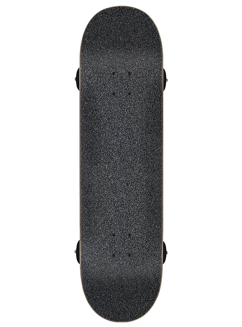 A top-down view of the Santa Cruz Screaming Hand Colour Fade Full Complete Skateboard - White / Blue 8.0″ x 31.25″ with black grip tape, rounded ends, and visible wheels—ideal for beginners.