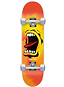 The Santa Cruz Big Mouth Flame Full Complete Skateboard - 8.0″ x 31.25″ features bold orange and yellow mouth graphics with the logo below, making it a great choice for beginners.