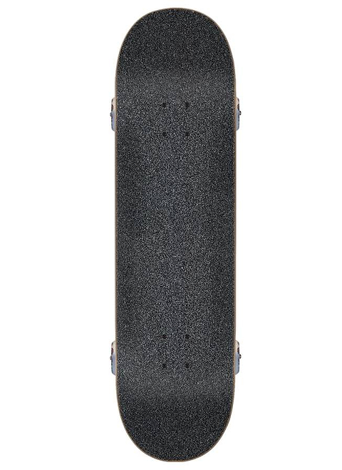 A top-down view of the Santa Cruz Big Mouth Flame Full Complete Skateboard - 8.0″ x 31.25″ showcases its textured grip tape and deck shape—perfect for beginners; wheels and trucks are not visible.