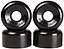 A pair of Sims Street Snakes 78A Quad Roller Skate Wheels in black (62mm x 34mm) stand upright side by side on a white background, featuring “SIMS STREET SNAKE” embossed on each wheel—perfect outdoor roller skate wheels that blend smooth performance and stylish design.