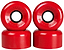 Four vibrant red Sims Street Snakes 78A Quad Roller Skate Wheels by Sims, each measuring 62mm x 34mm and featuring black centers, are arranged in two stacked pairs. The “SIMS Street Snake” branding is embossed on the side of each wheel, making these versatile wheels perfect for use as roller skate or quad skate wheels.
