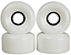 Four Sims Street Snakes 78A Quad Roller Skate Wheels in white, each measuring 62mm x 34mm, are displayed in two neat rows of two against a plain white background. These wheels from Sims combine stylish black centers with a smooth, high-performance ride for quad skaters.