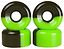 A set of four Sims Street Snakes 78A Quad Roller Skate Wheels—featuring a striking green and black split color design—are shown stacked in two pairs. The front surface of each 62mm x 34mm wheel is embossed with the iconic “Sims Street Snake” branding, embodying the bold style associated with Sims wheels. These high-performance quad skate wheels are an ideal choice for skaters seeking both reliable grip and standout visual appeal.