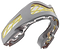 The Safejawz Nitro Series Protection Mouthguard in grey and yellow features a notched edge, intricate internal structure, and cutout sections for enhanced comfort and protection.