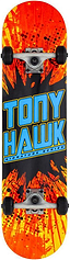 Show off your skills with the Tony Hawk SS 180 Series Shatter Logo Complete Skateboard - 7.75″ x 31″. This beginner-friendly board from Tony Hawk features a striking orange and black design with bold blue and yellow “Tony Hawk Signature Series” text at the center, all on a durable maple deck built for legendary rides from day one.