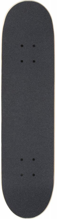 The Tony Hawk 180 Series Rotten Complete Skateboard - 7.375″ x 29″ by Tony Hawk features a black deck with grip tape on top, and four holes at each end for attaching trucks. As an entry-level skateboard, it comes without visible wheels or graphics, making it a perfect blank canvas for beginners.