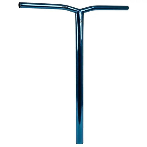 The Union Uniq Bend Steel Oversized HIC Stunt Scooter Bar in Chrome Blue (600mm x 580mm) features a T-shaped design and is crafted from durable chromoly steel.
