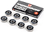 Eight Venom ABEC 11 Skateboard Bearings with black rings and silver centers, shown alongside their black and white product box.