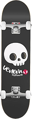 Venom Junior Skull Black Kids Complete Skateboard - 7.25″ x 29″ featuring a cartoon skull graphic, white wheels, and silver trucks.