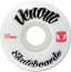 Venom Logo 50mm 99A Skateboard Wheels in white, featuring black script branding, red “50mm” text, and a small pink icon.