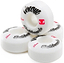 Four white Venom Logo 50mm 99A Skateboard Wheels - White featuring black and red Venom logo branding.