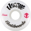 Venom Logo 54mm 99A Skateboard Wheels in white, featuring the brand name and a small pink hexagonal logo.