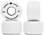 Three white Venom Thunder Clouds V2 54mm 78A Skateboard Wheels, with one shown from the side to display the black thundercloud graphic.