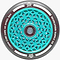 The Revolution Cubed Core Ultralite 110mm Stunt Scooter Wheel in aqua blue features a geometric honeycomb core, silver accents, black rim, white "110MM CUBE CORE V2 WHEEL 88A" text, and "REVOLUTION SUPPLY CO" branding around the edge.