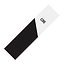 A rectangular bookmark with a diagonal design mirrors the style of the CORE Split Stunt Scooter Griptape - White. It features a black section and a white section, similar to custom scooter grip tape designs, with the word "CORE" printed in black on the white portion, offering an elegant touch reminiscent of sleek customization options for your favorite ride.
