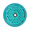 A blue Honeycore 110mm stunt scooter wheel by Root Industries, showcasing an ultra high rebound honeycomb pattern with a metal core and ABEC 11 bearings in the center. The outer edge is adorned with brand and model details in black text.