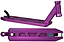 The Longway S-Line Kaiza+ Purple Stunt Scooter Deck (4.5" x 19") is tailored for park riders featuring angled edges, vent-like cutouts, and a bold "KAIZA" print. Its sturdy headtube and titanium bolts enhance durability.