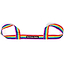 The Moxi Roller Skate Leash - Rainbow by Moxi is a colorful strap with loops on each end, highlighted by a black label that says "Moxi Roller Skates." This convenient skate holder allows you to carry your gear stylishly.