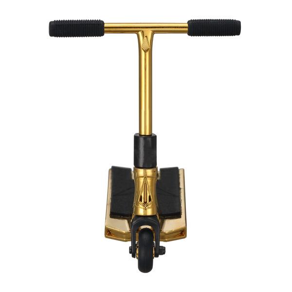 Front view of the Blunt Envy AOS V6 Finger Scooter in gold, featuring black handlebars, black grips, and a single front wheel. The deck has black grip tape—ideal for fans of the Blunt Envy AOS V6 series.