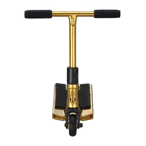 Front view of the Blunt Envy AOS V6 Finger Scooter in gold, featuring black handlebars, black grips, and a single front wheel. The deck has black grip tape—ideal for fans of the Blunt Envy AOS V6 series.