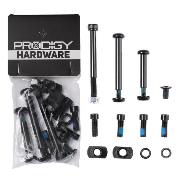 The Blunt Envy Prodigy X Hardware Pack includes black bolts, nuts, and washers—perfect as replacement parts or a hardware pack for your Blunt Envy scooter.