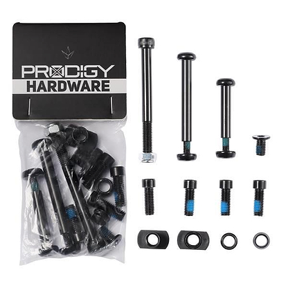 The Blunt Envy Prodigy X Hardware Pack includes black bolts, nuts, and washers—perfect as replacement parts or a hardware pack for your Blunt Envy scooter.