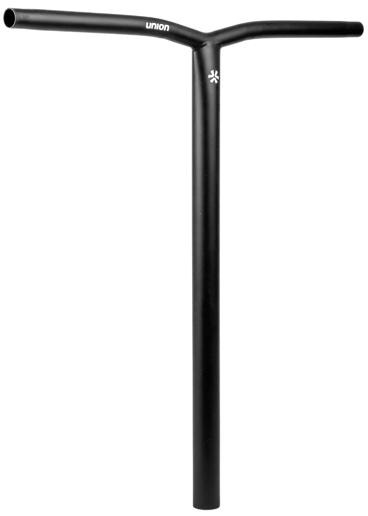 The Union Uniq Bend Steel Oversized HIC Stunt Scooter Bar, Black (620mm x 600mm), features a T-shaped chromoly steel design with “UNION” and a small logo in white near the top, shown against a plain white background.