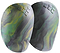 The GAIN Protection Shield & MVP Replacement Skate Knee Caps in Gold/Green Aussie Swirl feature a marbled, oval design with embossed square patterns—perfect for customizing or replacing your GAIN knee pads.